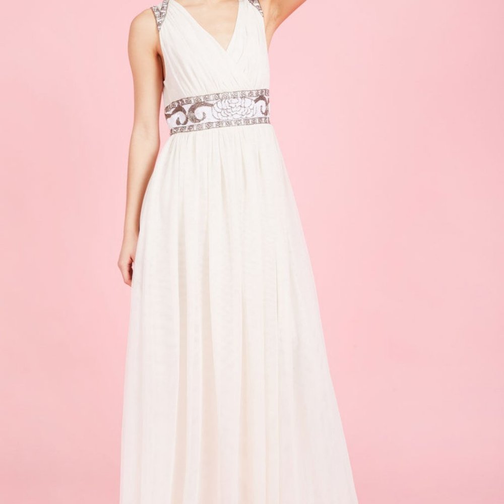 Modcloth Cherished Merriment Beaded Maxi Dress S